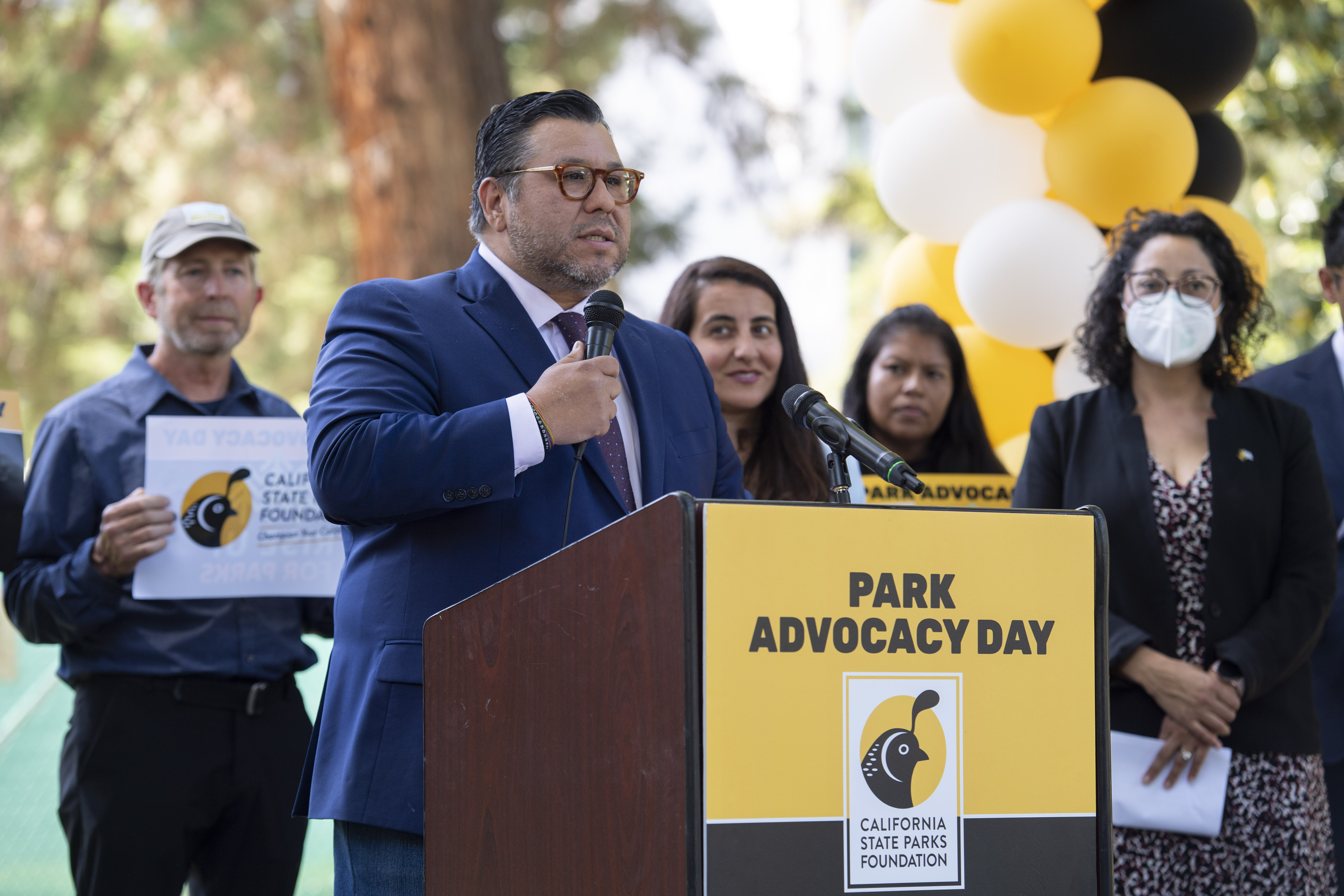 Assemblymember Garcia speaking at Rise Up for Parks Rally
