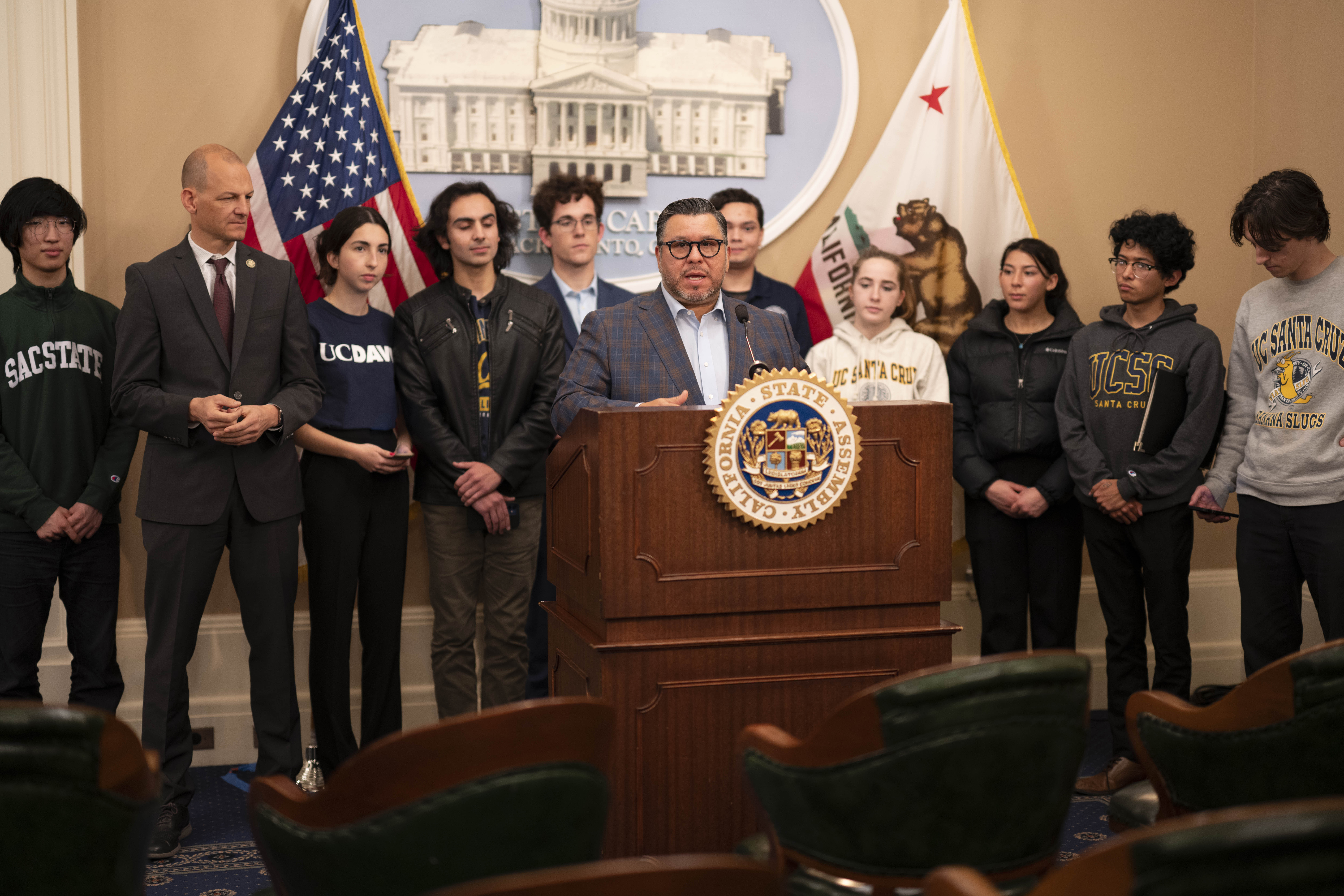 Assemblymember Garcia and Student Housing Advocates at AB 1630 Rally