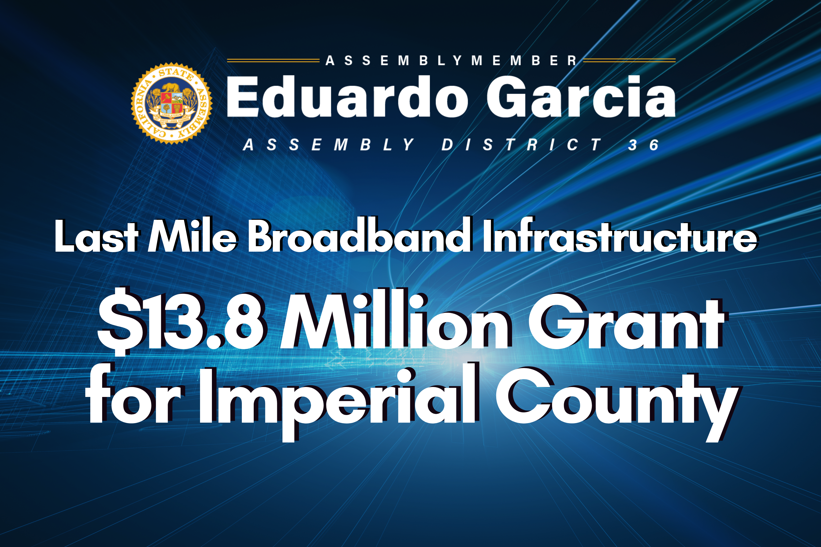 Graphic with $13.8 Last Mile Broadband Grant