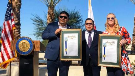 Assemblymember Garcia presents recognitions to 2019's Veterans of the Year. 